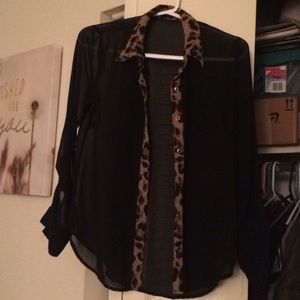 Long sleeve black sheer button up